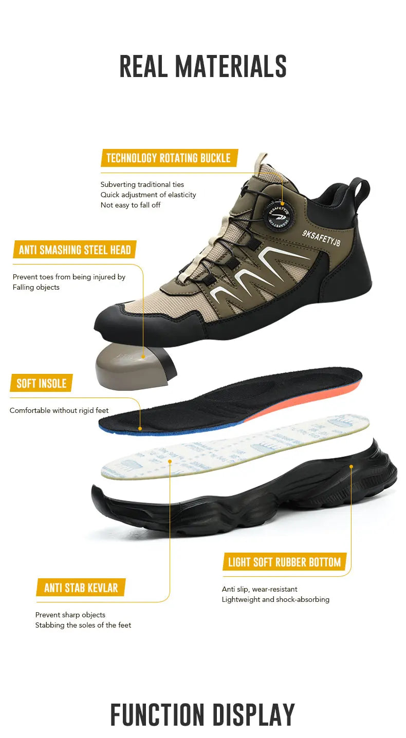 Safety Shoes Work Shoes Steel Toe Men Puncture-protective Work Boots Anti-smash Protect Boots Indestructible Safety Botas