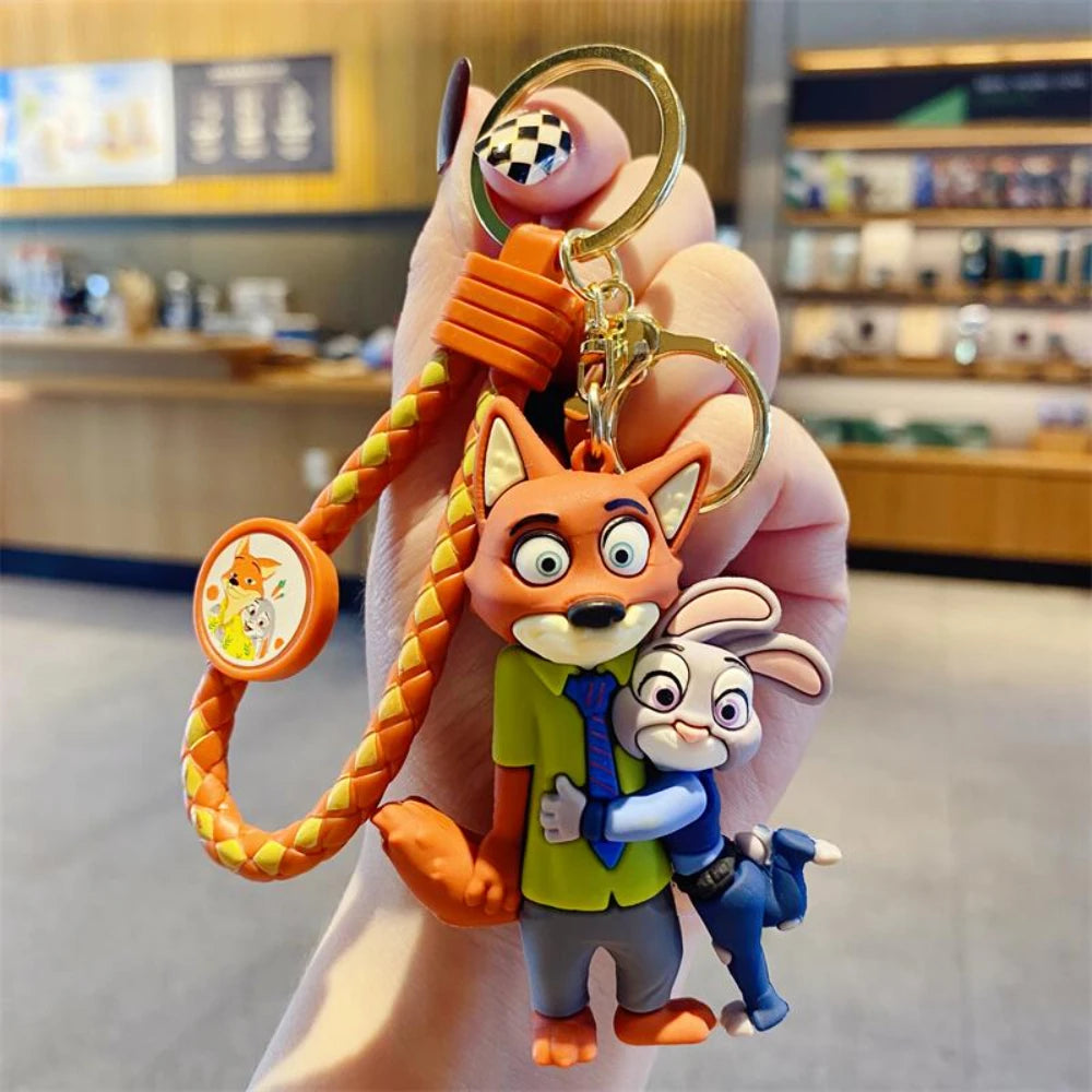 Zootopia Judy Hopps & Nick Wilde Couple Keychain Set - Cute Rabbit & Fox Car Key Rings, Backpack Charms for Fans, Couples, Kids