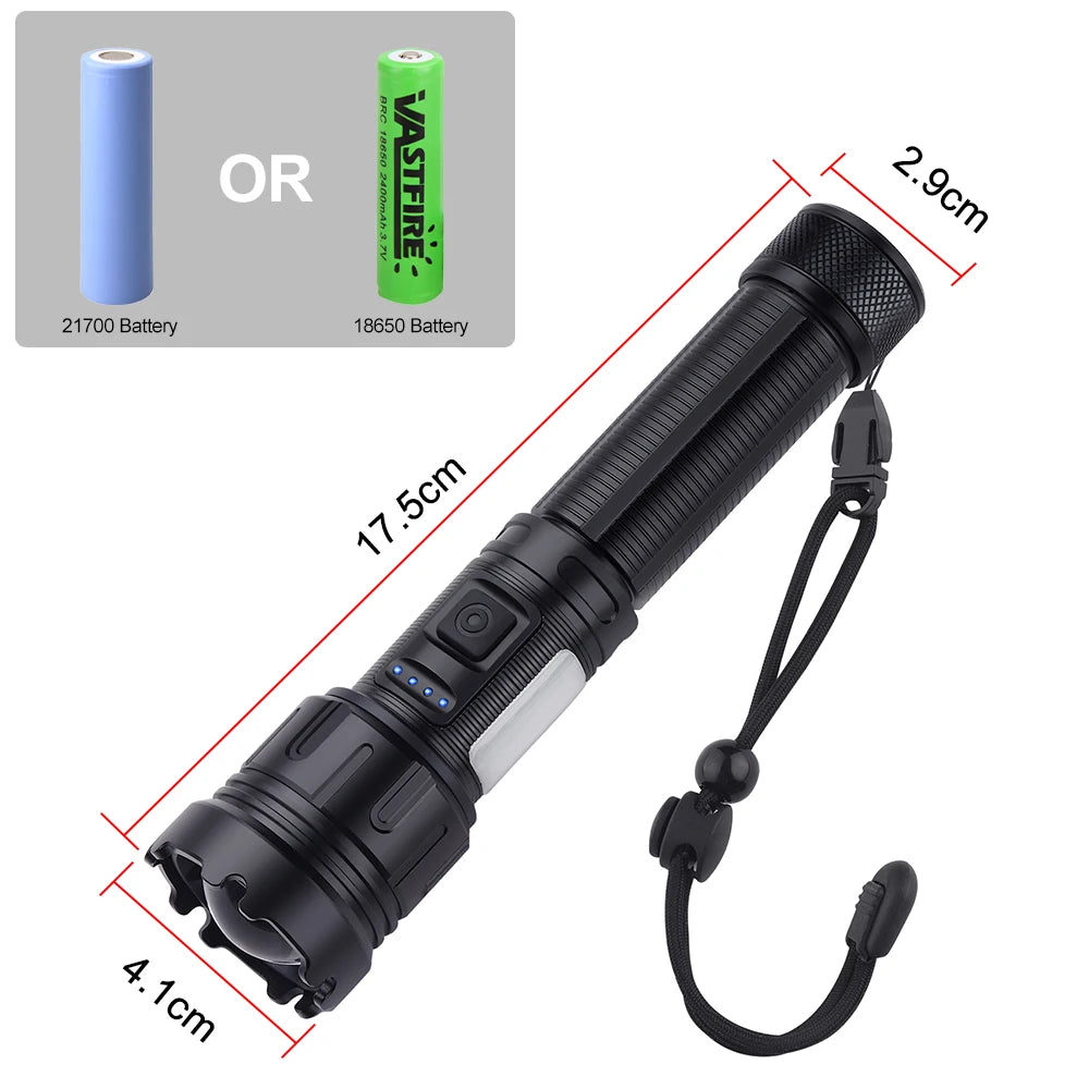 Tactical 4 in 1 Green Red Blue White Light LED Flashlight Type-C Fast Charging Torch for Hunting Fishing