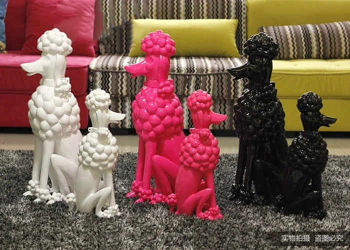 Poodle Dog Sculpture, Animal Dog Statues, Nordic Room Decoration, Creative Artwork Ornaments, Home Crafts Floor Decor,Customized