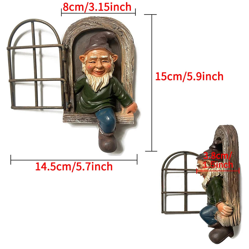 The Window Yard Decorations Outdoor Tree Faces, Elf, Fairy, Gnome Garden Decorations, Fun Garden Art