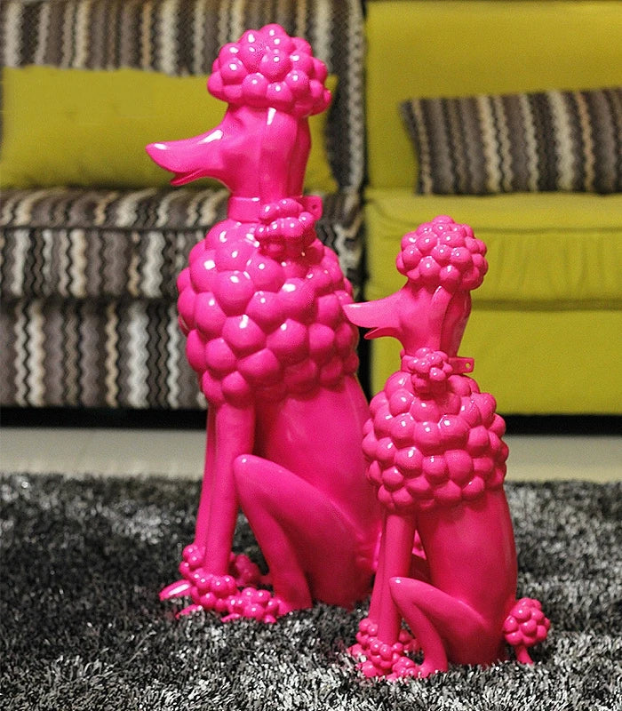 Poodle Dog Sculpture, Animal Dog Statues, Nordic Room Decoration, Creative Artwork Ornaments, Home Crafts Floor Decor,Customized