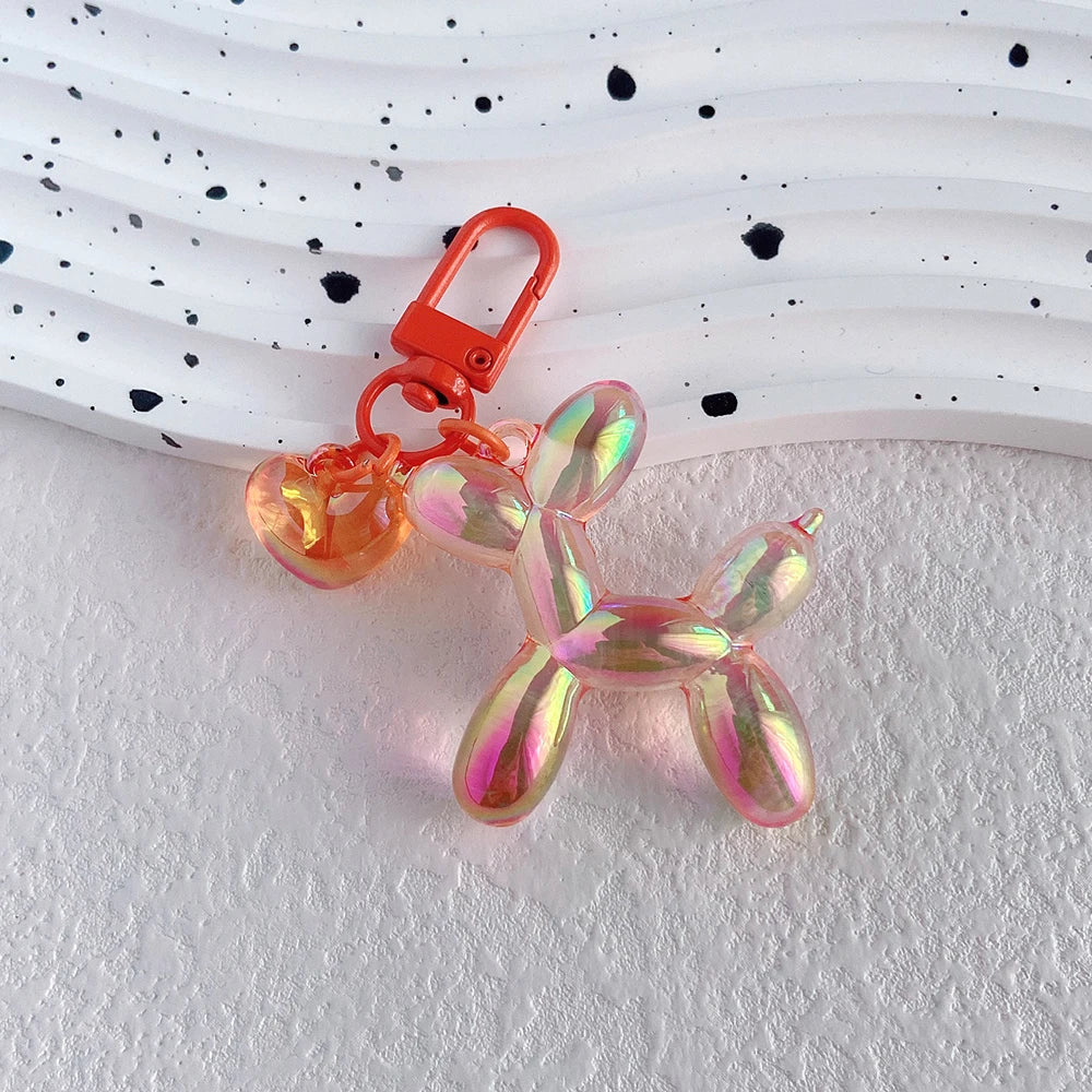 Cute Acrylic Cartoon Balloon Dog Keychains for Women Y2k Bag Pendant Couple Car Key Chains Jewelry Gift Decoration Accessories