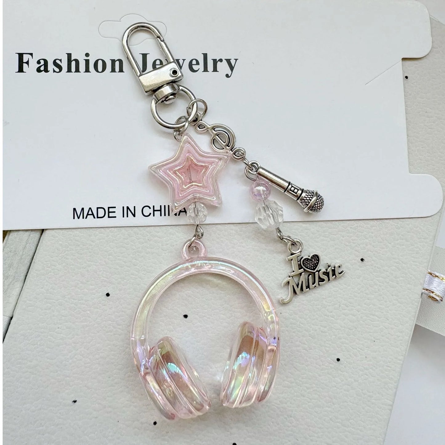 Cute Creative 3D Earphones Pendant Keychain Mobile Phone Chain Earphone Charm Backpack Hanging Decoration Accessories Gifts