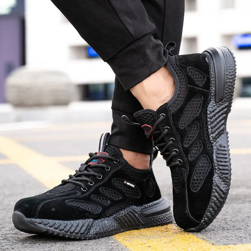 Summer Ssafety Shoes Breathable Lightweight Work Shoes With Steel Toe Anti Puncture Protective Shoe Safety Work Sneakers For Men