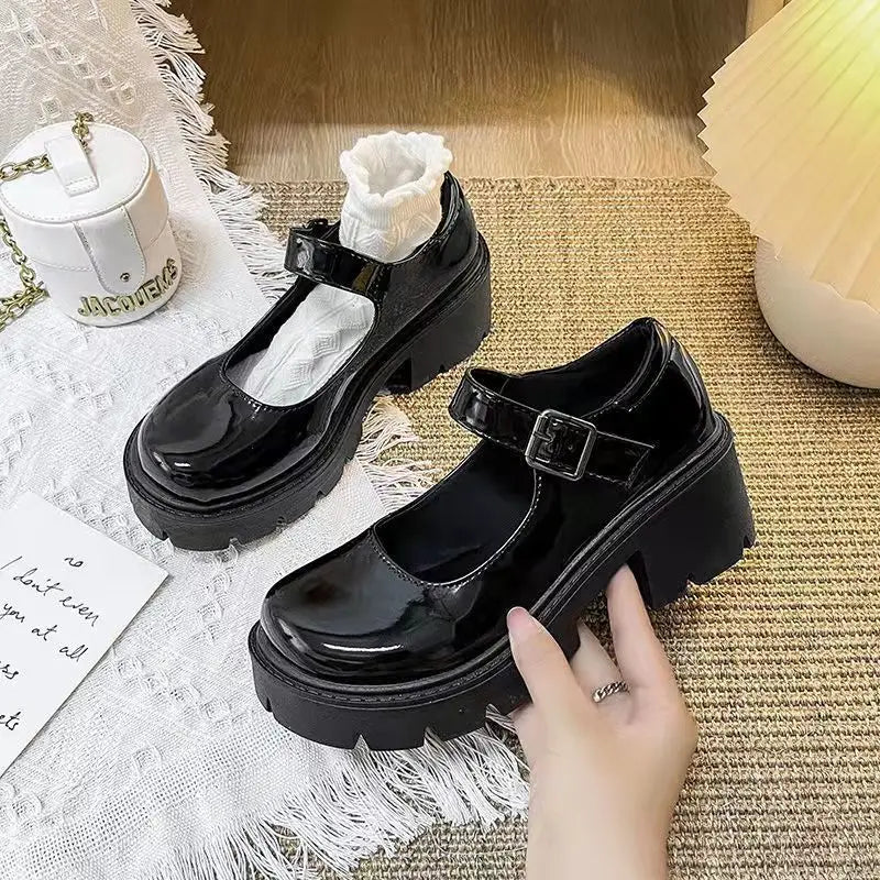 Shoes Women Spring Platform Leather  Flats Casual Oxford Loafers Thick Bottom Ladies Wedge Lolita Shoe Mary Jane Women Moccasins