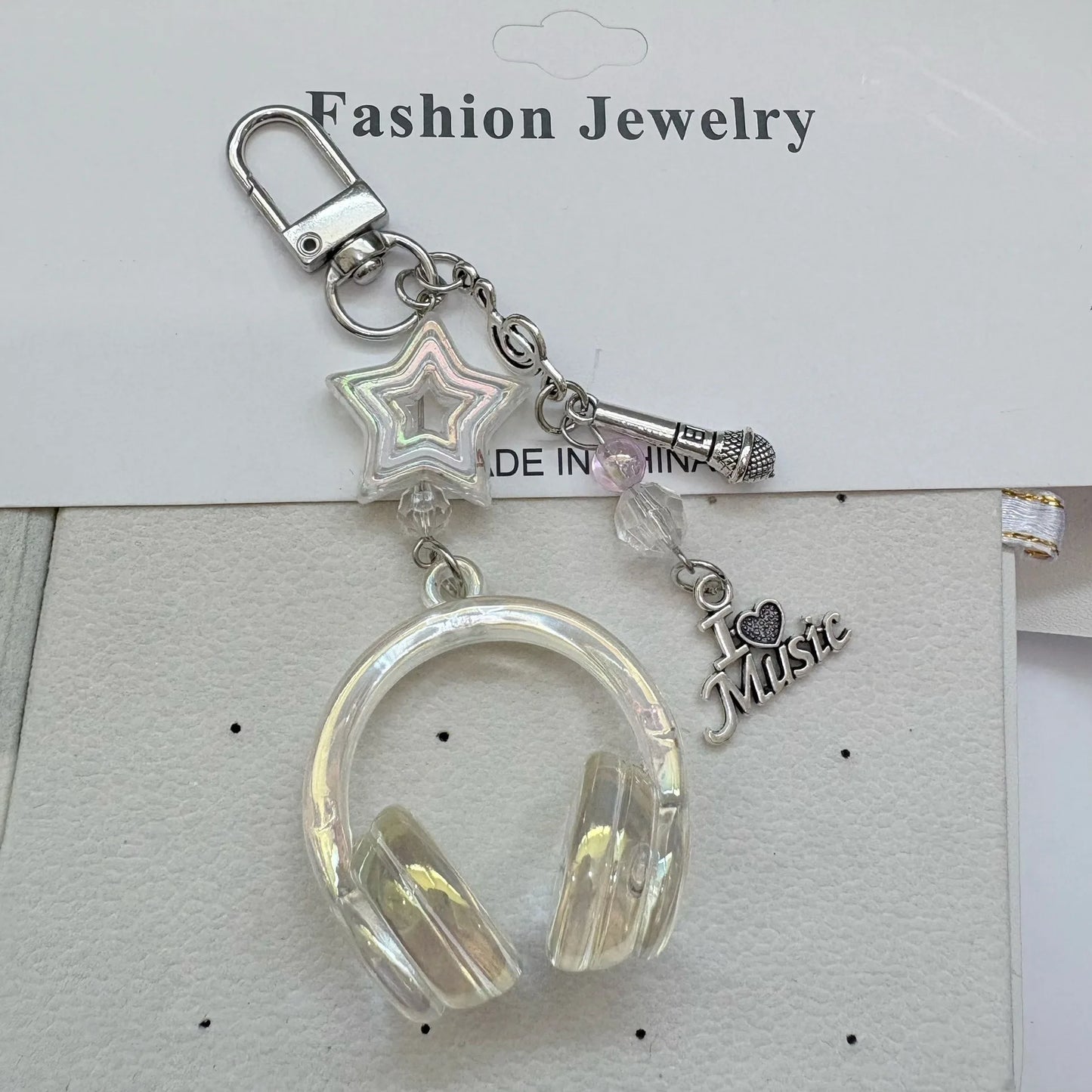 Cute Creative 3D Earphones Pendant Keychain Mobile Phone Chain Earphone Charm Backpack Hanging Decoration Accessories Gifts