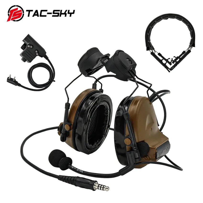 TAC -SKY TSCII Tactical Headset with ARC Rail Adapter Hearing Protection Airsoft Headphones Noise-cancelling Shooting Earmuff