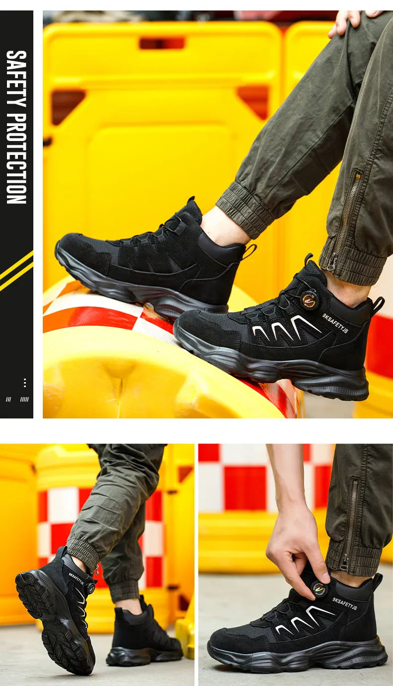 Safety Shoes Work Shoes Steel Toe Men Puncture-protective Work Boots Anti-smash Protect Boots Indestructible Safety Botas