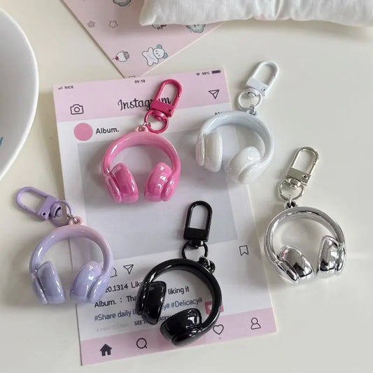 Cute Creative 3D Earphones Pendant Keychain Mobile Phone Chain Earphone Charm Backpack Hanging Decoration Accessories Gifts