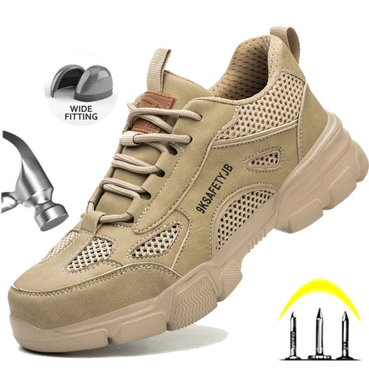 Safety Shoes Men for Work Sneaker Anti-smash Non Slip Work Shoes Steel Toe Protection Shoes Lightweight Breathable Work Boots