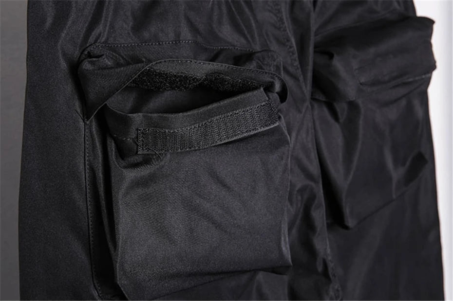 Tactical Cargo Pants Men Streetwear Hip Hop Multiple Pockets Paratrooper Trousers Functional Elastic Waist Casual Pant Techwear