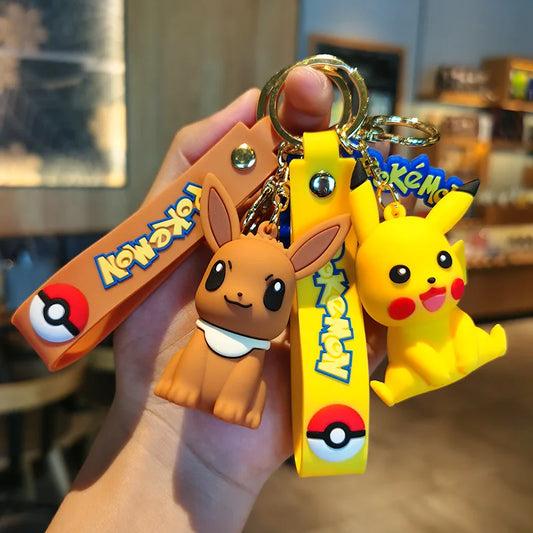 Pokemon Doll Pikachu Keychain Pendant Anime Cute Snorlax Eevee Doll Backpack Pendant Keychain Men and Women Car Keychain