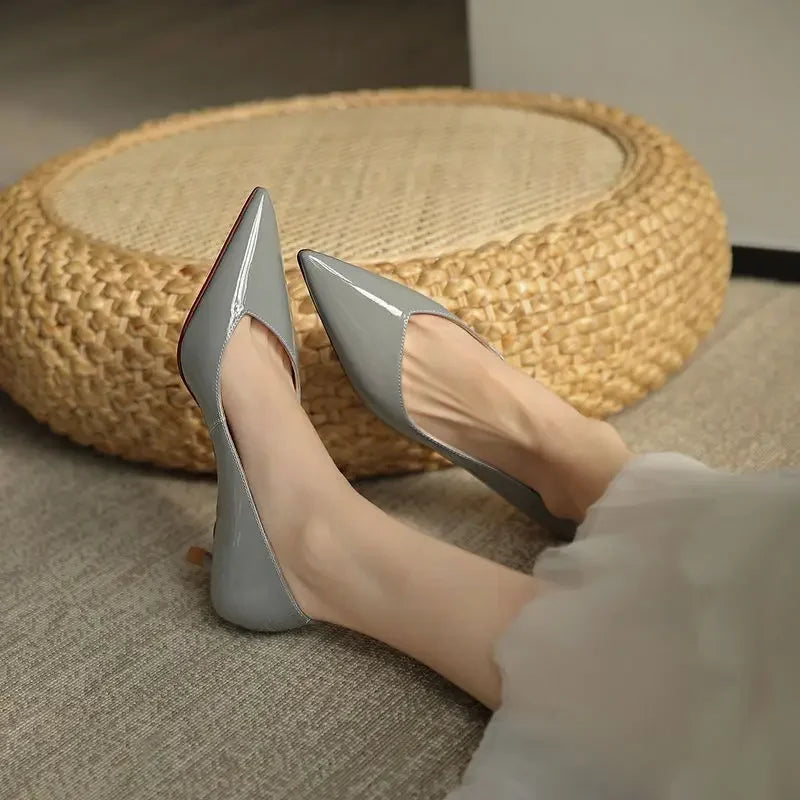 Shoes for Woman 2025 Blue Women's Summer Footwear Black Formal with Medium Heels Stilito Chic and Elegant Genuine Mark E Shoe A