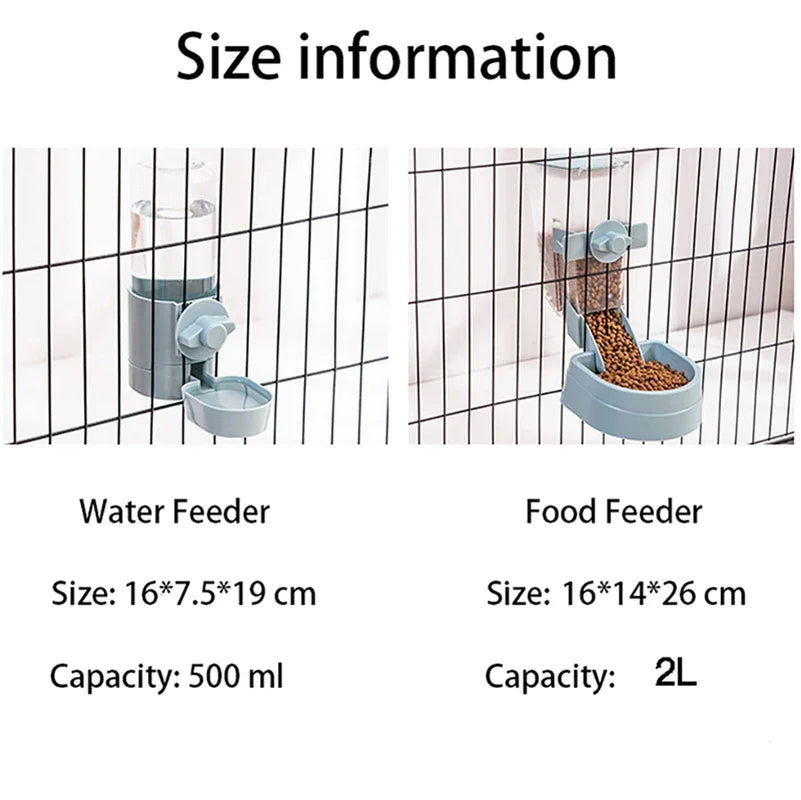 Pet Feeding Product For Puppy Cats Rabbit Birds - Automatic Cage Hanging Bowl, Water Bottle, Food Container Dispenser