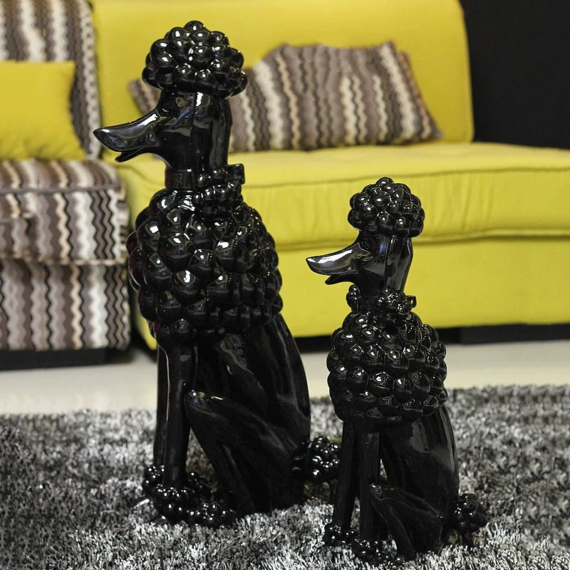 Poodle Dog Sculpture, Animal Dog Statues, Nordic Room Decoration, Creative Artwork Ornaments, Home Crafts Floor Decor,Customized