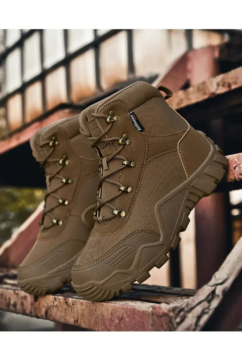 Tooling Style Black High-top Boots Men's Non-slip Combat Boots Dirty-resistant Commuting Versatile British Style High Quality