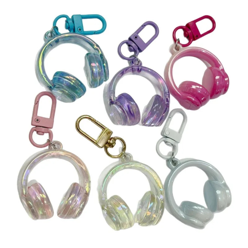 Cute Creative 3D Earphones Pendant Keychain Mobile Phone Chain Earphone Charm Backpack Hanging Decoration Accessories Gifts