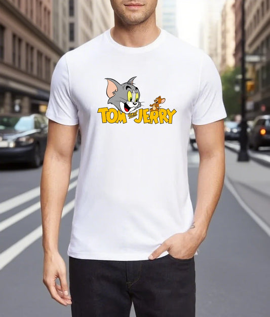 Men's T-shirts 100% Cotton Graphic T-Tom And Jerry Print Tees Y2k Funny New in Tops & Tees Personalized Gifts for Men Streetwear