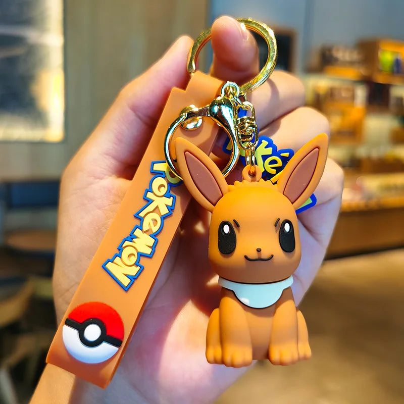 Pokemon Doll Pikachu Keychain Pendant Anime Cute Snorlax Eevee Doll Backpack Pendant Keychain Men and Women Car Keychain
