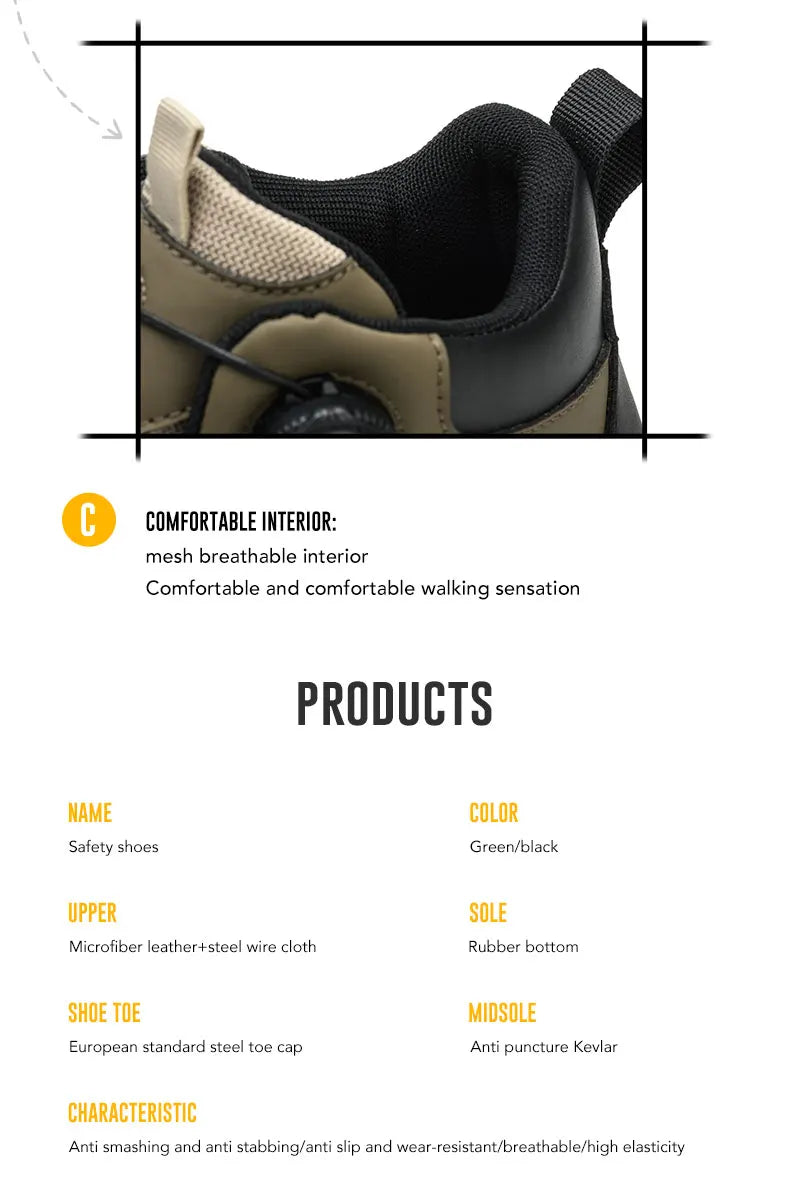 Safety Shoes Work Shoes Steel Toe Men Puncture-protective Work Boots Anti-smash Protect Boots Indestructible Safety Botas