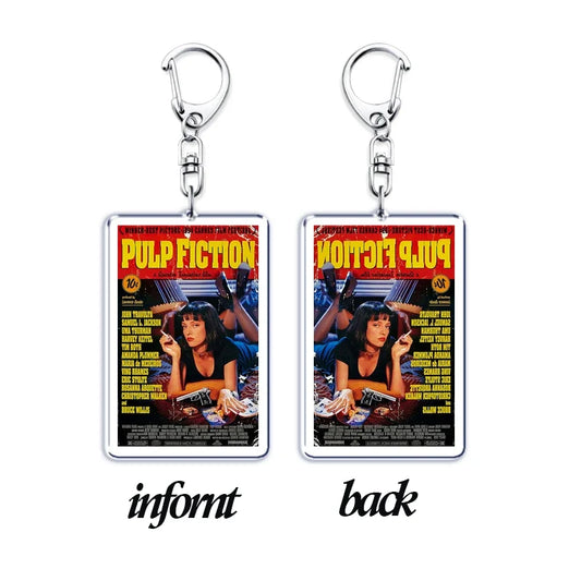 Classic Movie Keychains for Accessories Bag Pulp Fiction The Fast Furious Films Pendant Key Chains Keyrings Jewelry Fans Gifts
