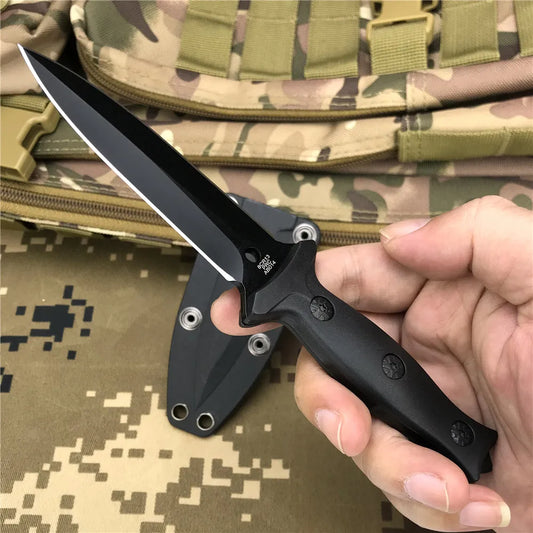 Tactical Outdoor Fixed Blade ABS Handle Steel Stainless Steel Double Edged Blade EDC Self Defense Survival Tool with Sheath