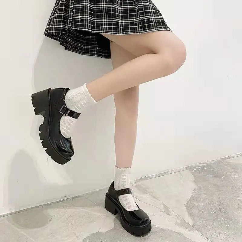 Shoes Women Spring Platform Leather  Flats Casual Oxford Loafers Thick Bottom Ladies Wedge Lolita Shoe Mary Jane Women Moccasins