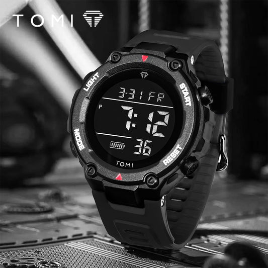 TOMI Tactical Digital Watch Military Green Black 4-Button Sport Modes Shockproof Waterproof Outdoor Hiking