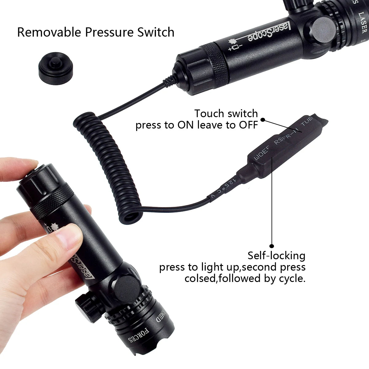 Tactical 532nm Scope With Pressure Switch Rifle Green Dot La-ser Red Dot La-ser Sight Picatinny Mounting Hunting Riflescope 20