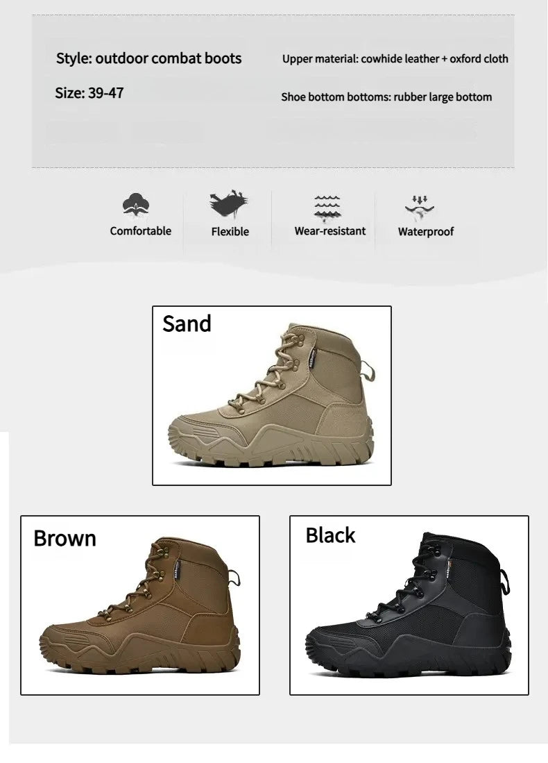 Tooling Style Black High-top Boots Men's Non-slip Combat Boots Dirty-resistant Commuting Versatile British Style High Quality