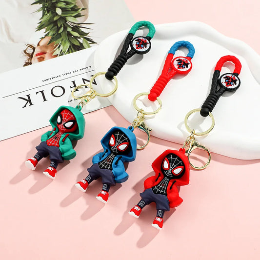 Cartoon Marvel Spiderman Keychains Cute Pendant Keyrings Jewelry For Bag Collection Ornaments Accessories Birthday Toy Gifts
