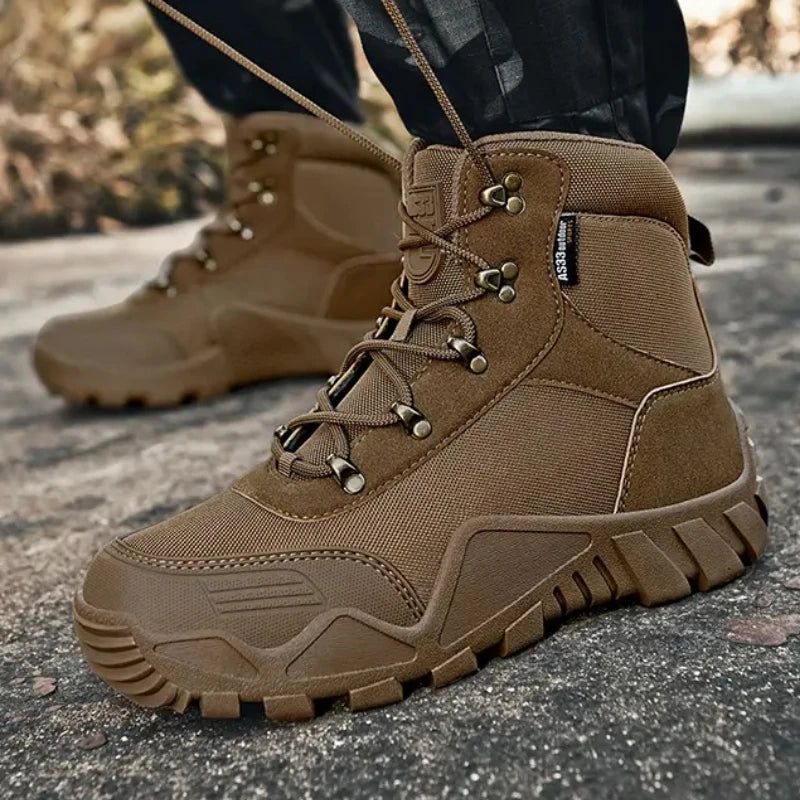 Tooling Style Black High-top Boots Men's Non-slip Combat Boots Dirty-resistant Commuting Versatile British Style High Quality