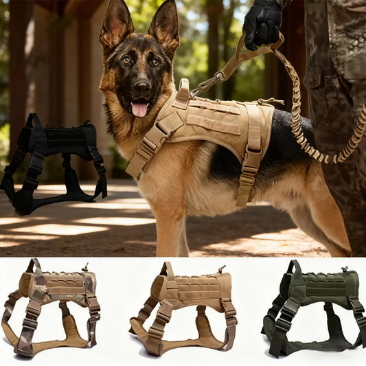 Tactical Dog Harness Military Training  Padded Quick Release Vest Pet Training Dog Harness For Set Small Medium Large Dogs