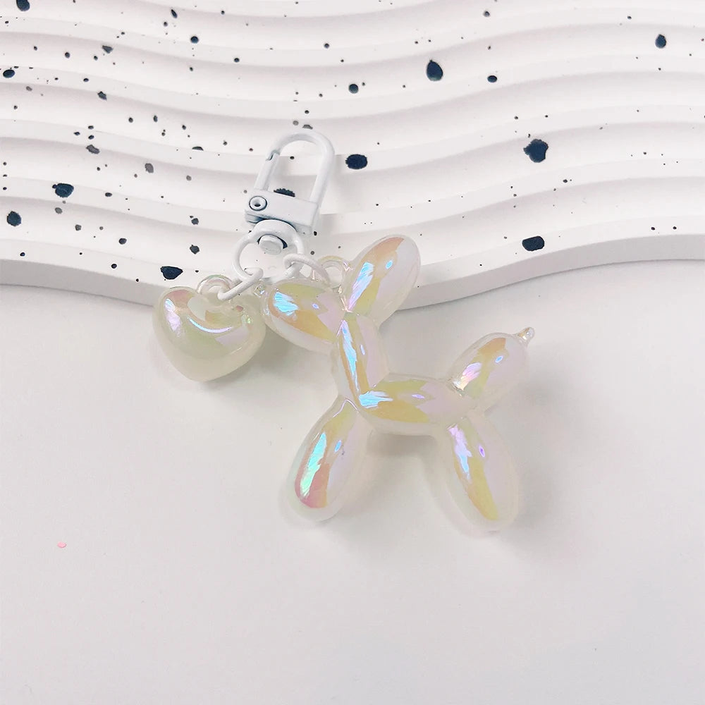 Cute Acrylic Cartoon Balloon Dog Keychains for Women Y2k Bag Pendant Couple Car Key Chains Jewelry Gift Decoration Accessories