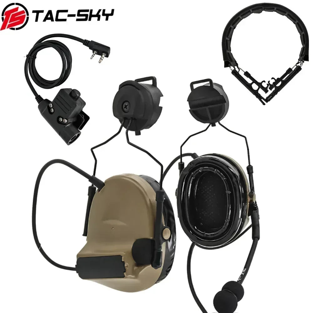 TAC -SKY TSCII Tactical Headset with ARC Rail Adapter Hearing Protection Airsoft Headphones Noise-cancelling Shooting Earmuff