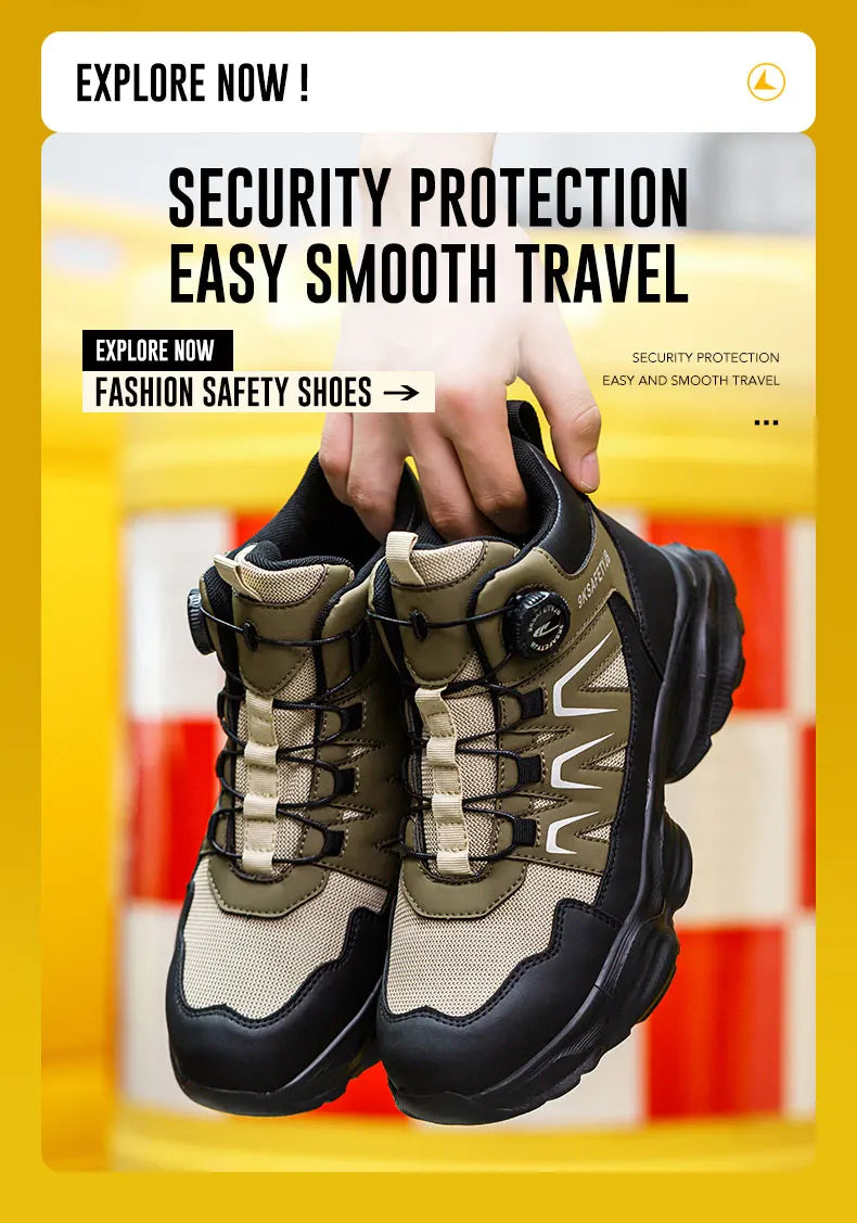 Safety Shoes Work Shoes Steel Toe Men Puncture-protective Work Boots Anti-smash Protect Boots Indestructible Safety Botas