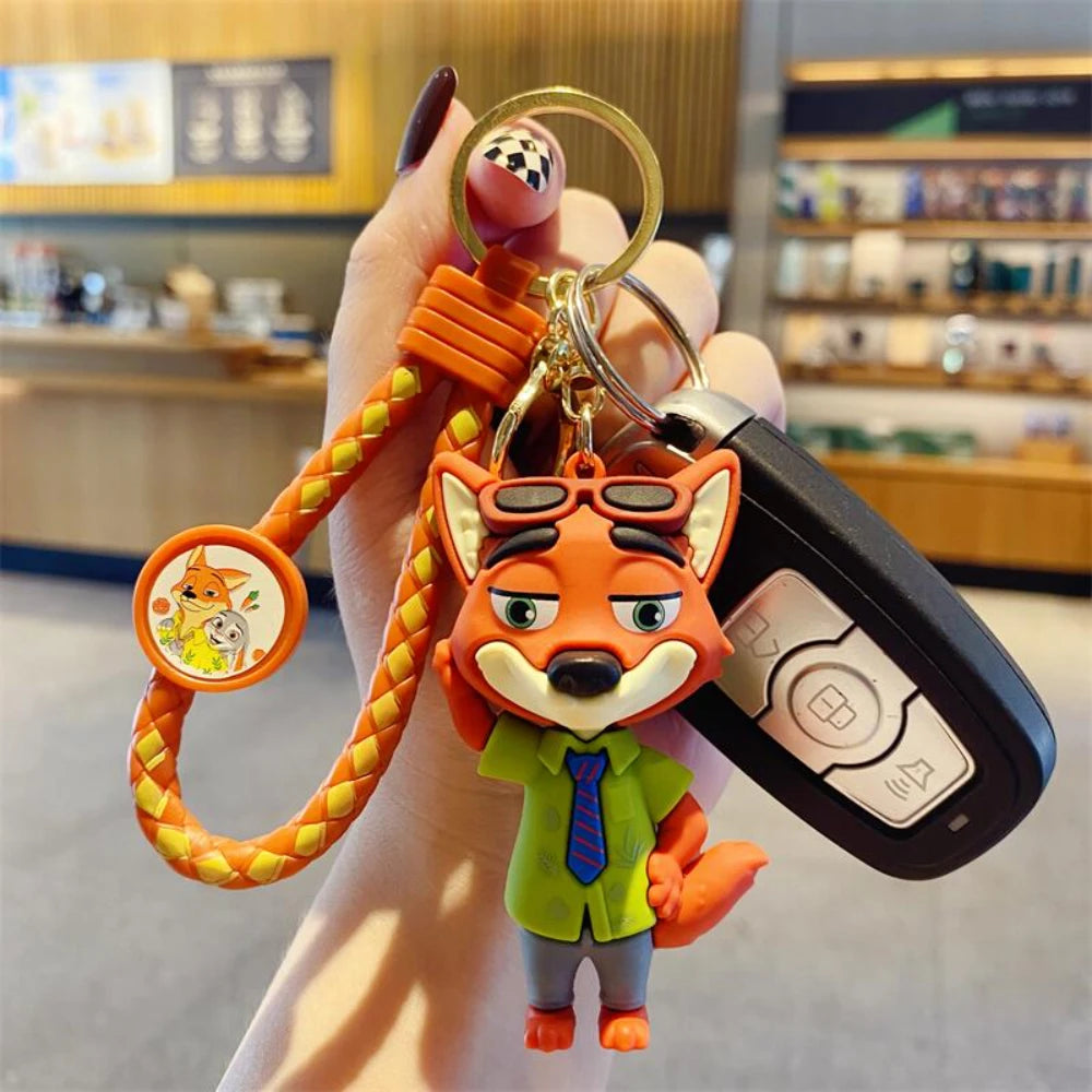 Zootopia Judy Hopps & Nick Wilde Couple Keychain Set - Cute Rabbit & Fox Car Key Rings, Backpack Charms for Fans, Couples, Kids