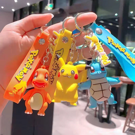 Original Pikachu figurine fashionable cartoon keychain Pokémon anime decorative model toy car decoration children's