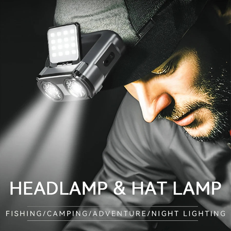 Sensor COB LED Headlamp Cap Clip Light USB Rechargeable Head Flashlight Built-in Battery Headlight Led Head for Fishing Camping