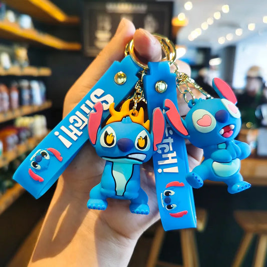 New Cartoon Anime Disney Keychain Mickey Mouse Minnie Lilo & Stitch Keyring Key Chain Car Pendant Kids Toys Gift Wholesale