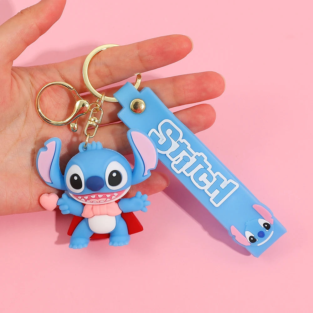 Stitch Keychain, Cute Stitch PVC Doll Key Chain with Chain Ring for Anime Lovers Kawaii Cartoon Bag Car Keys Accessories Gift