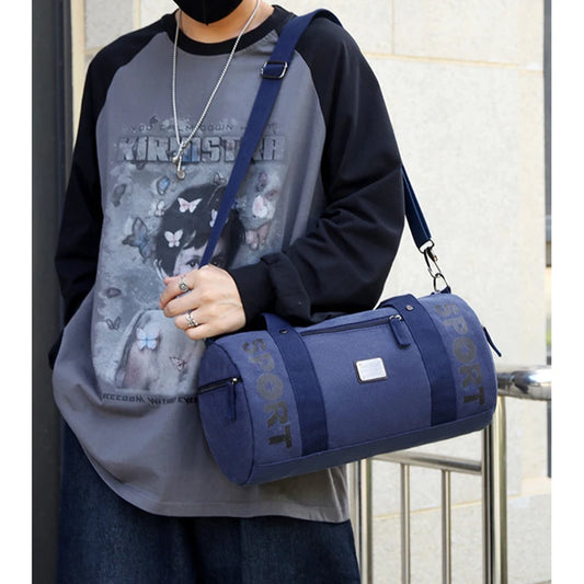 Gym Bag for Man Canvas Sports Fitness Tote Travel Luggage Handbag Outdoor Shoulder Duffle Training Tactical Bag Male Rucksack