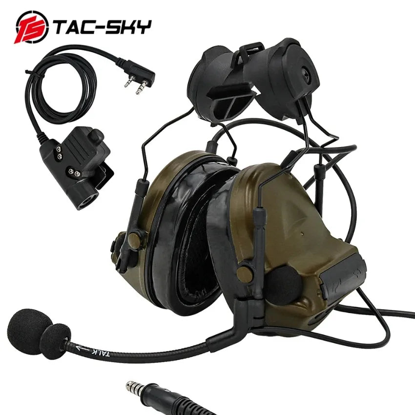 TAC -SKY TSCII Tactical Headset with ARC Rail Adapter Hearing Protection Airsoft Headphones Noise-cancelling Shooting Earmuff