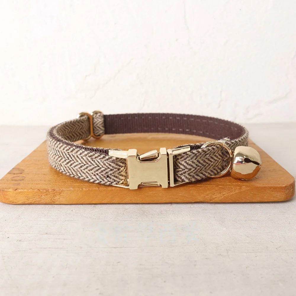 Practical Adjustable Cat Collar with Bell Solid Color Metal Buckle Pet Dog Collar Personalized Cat Necklace Pet Show