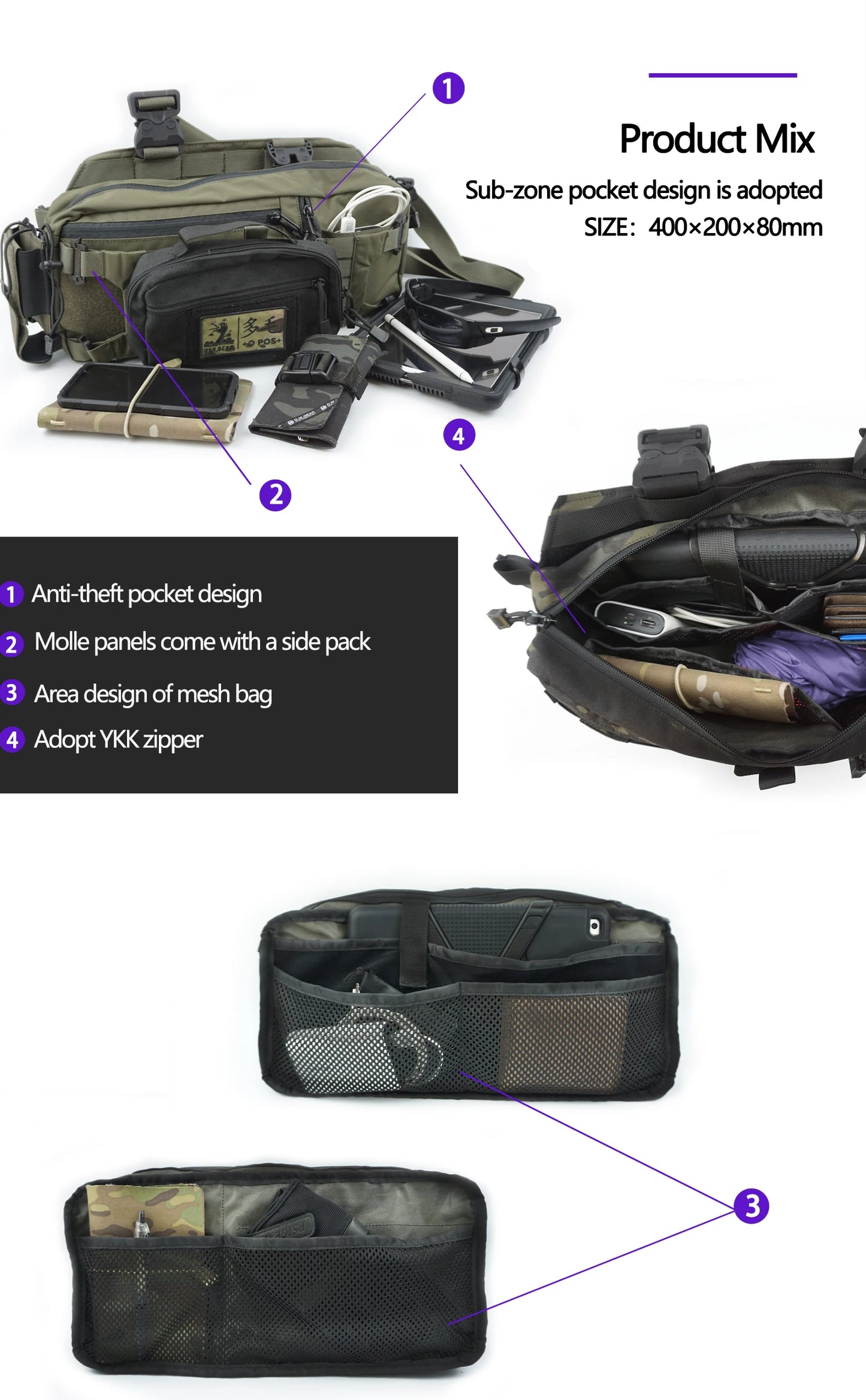 Tactical Backpack 421X Chest Bag Sports Bags Hunting Gear Men and Women Airsoft Shoulder Sling Accessory Camping Accessories