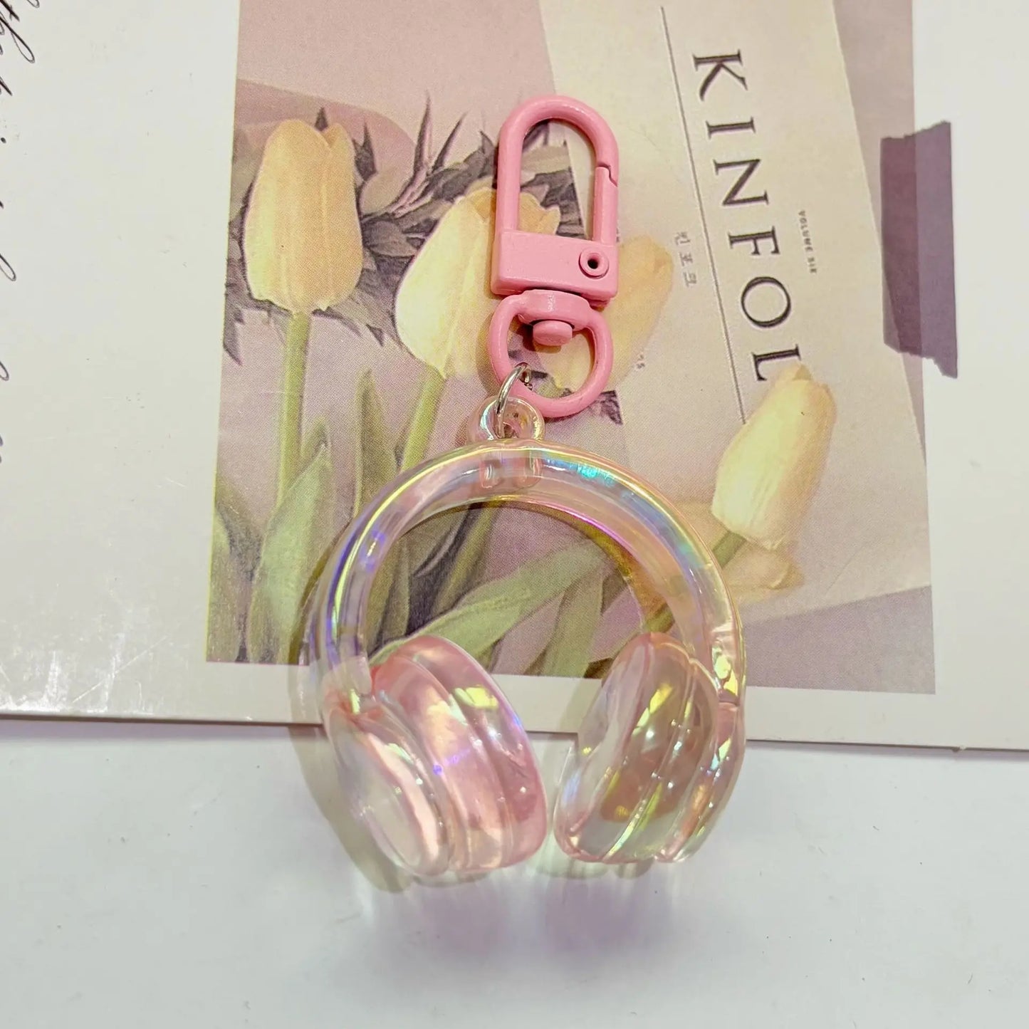 Cute Creative 3D Earphones Pendant Keychain Mobile Phone Chain Earphone Charm Backpack Hanging Decoration Accessories Gifts