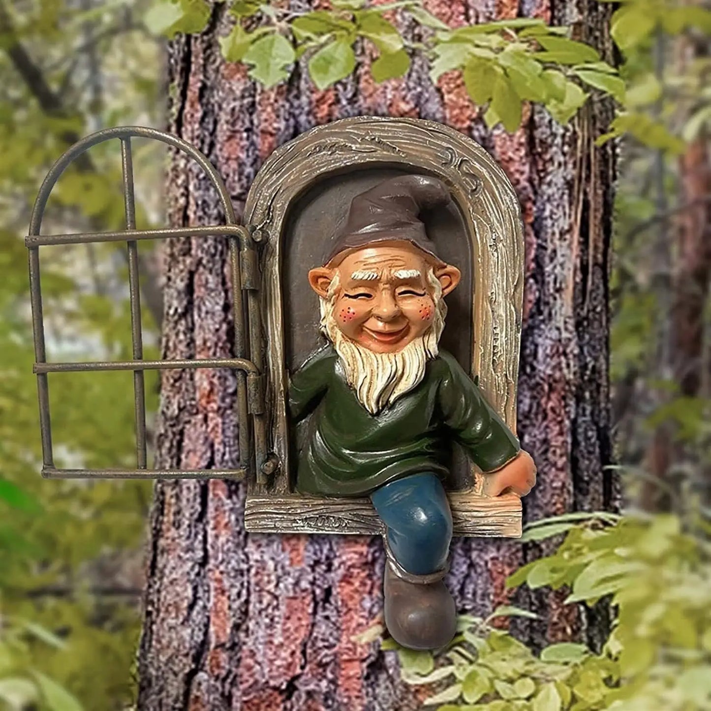The Window Yard Decorations Outdoor Tree Faces, Elf, Fairy, Gnome Garden Decorations, Fun Garden Art