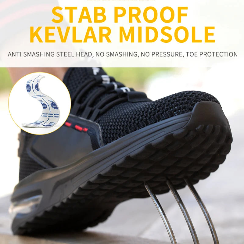 Safety Shoes Work Sneakers Steel Toe Men Women Anti Smash Puncture Proof Work Boots Indestructible Safety Shoes Light Breathable