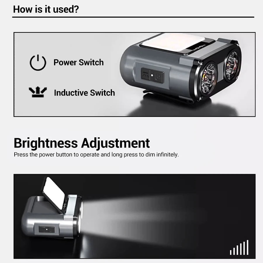 Sensor COB LED Headlamp Cap Clip Light USB Rechargeable Head Flashlight Built-in Battery Headlight Led Head for Fishing Camping